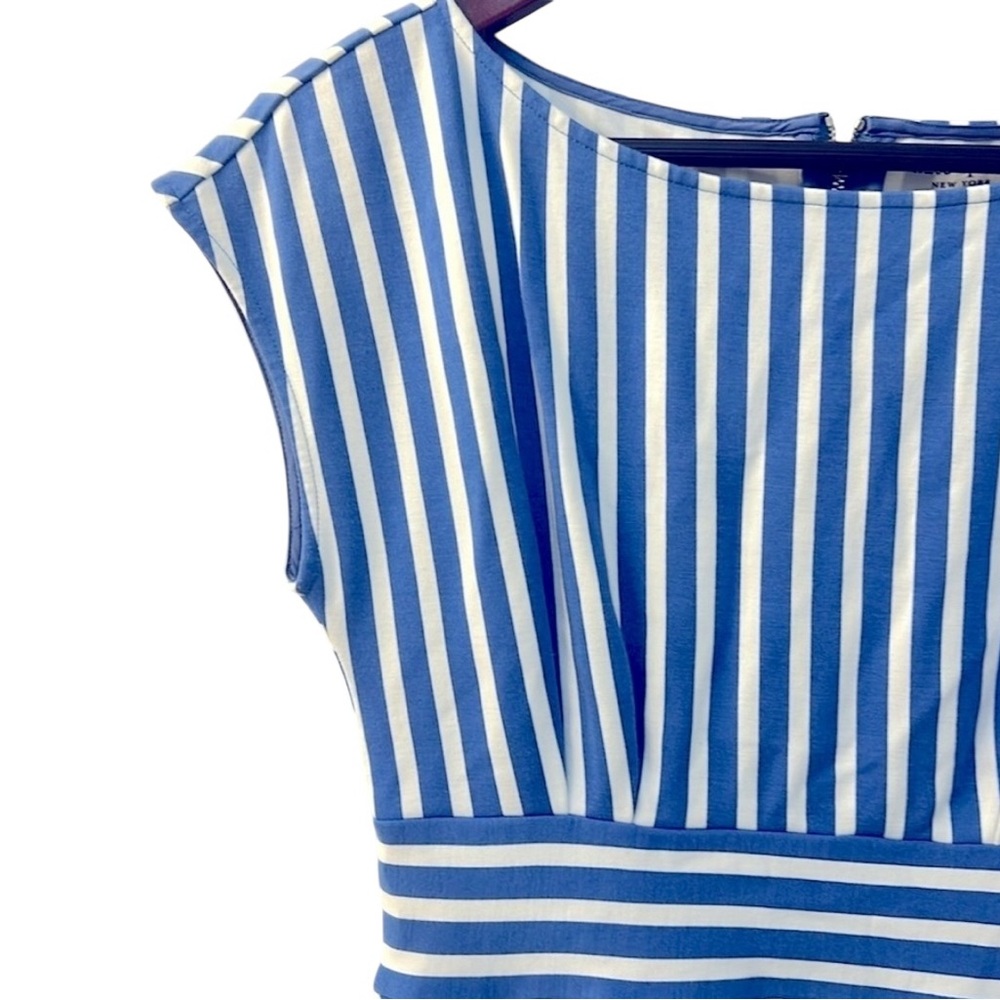 KATE SPADE DRESS Basket Stripe Ponte Fiorella Preppy Blue White Sz Small - Picture 10 of 12
